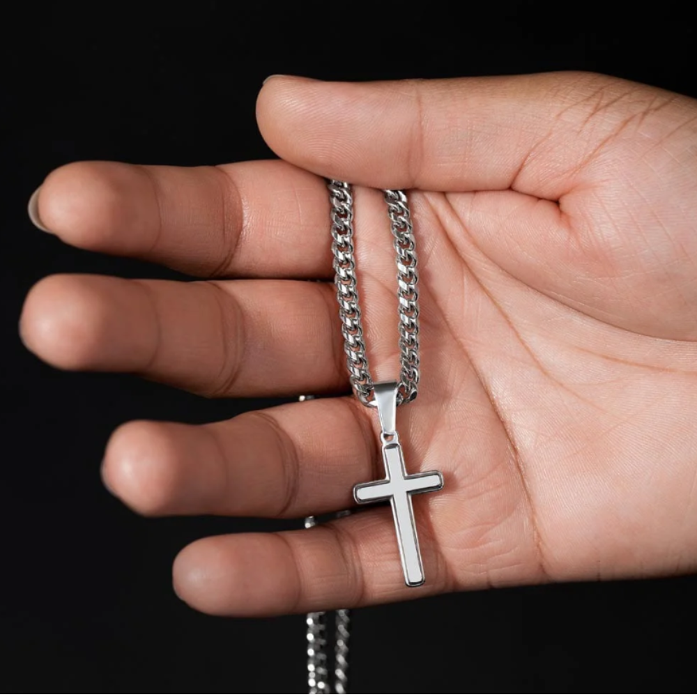To My Son - Love Dad - Artisan Cross on Cuban Link Chain - Gift Set